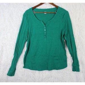 GVS Sweatshirt Womens Large Green Knit 100% Cotton Pullover lightweight